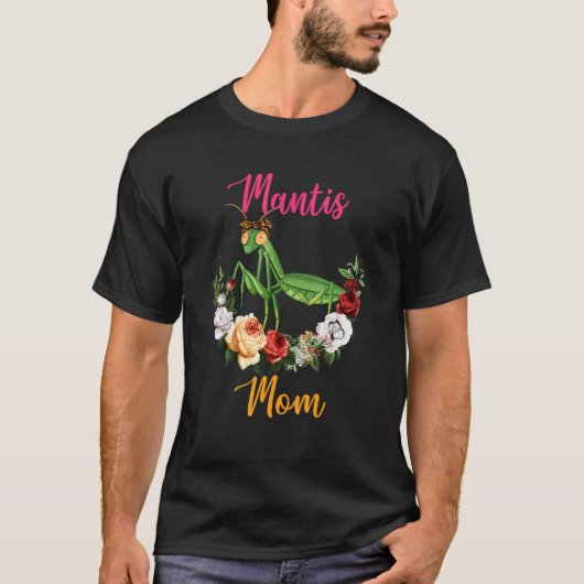 Mantis Mom Floral Mantis Bow Tie Lover Mother's Da Tシャツ (正面)