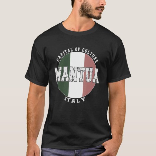 Mantua Italy, Vintage Italian flag Tシャツ (正面)