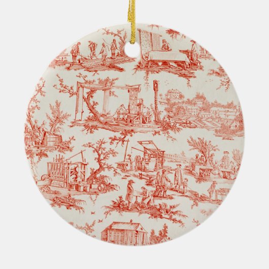 manufのプロセスを説明しているToile de Jouy セラミックオーナメント (裏面)