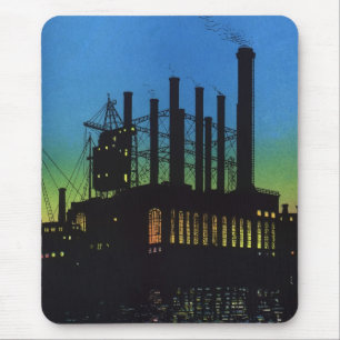 Manufacturing Factory at Sunset, Vintage Business マウスパッド