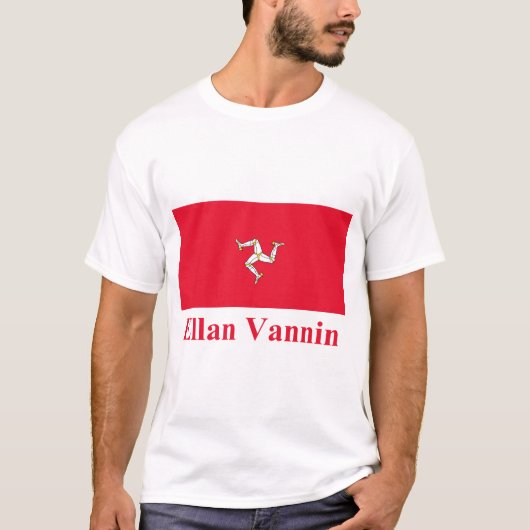 Manxの名前の人の旗の島 Tシャツ (正面)