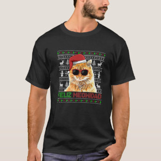 Manx Cat Feliz Meowidad Funny Christmas Tシャツ