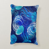 Many blue jellyfishes swimming underwater. Seamles アクセントクッション (裏面(縦))