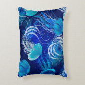 Many blue jellyfishes swimming underwater. Seamles アクセントクッション (正面(垂直))