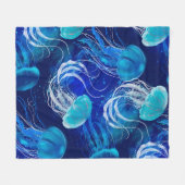 Many blue jellyfishes swimming underwater. Seamles フリースブランケット (正面(横))