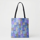 Many Blue Purple Catsデザイントートバッグ トートバッグ (正面)