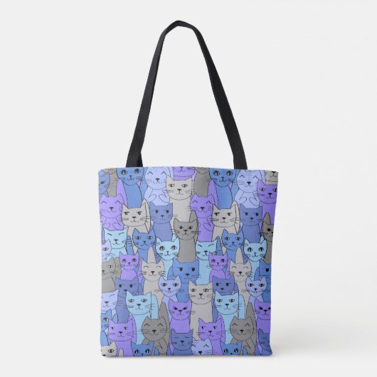 Many Blue Purple Catsデザイントートバッグ トートバッグ (裏面)