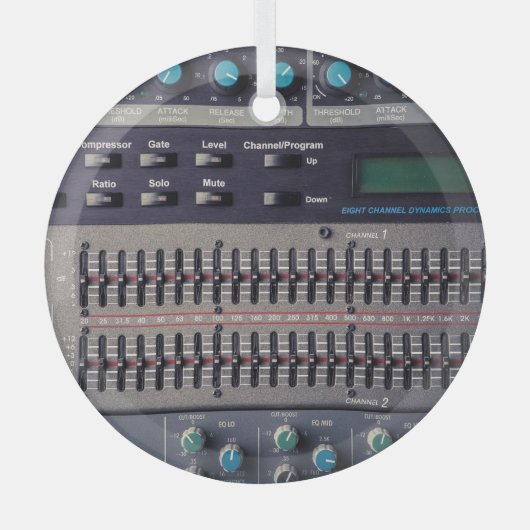 Many Buttons Sound Mixer Studio ガラスオーナメント (正面)