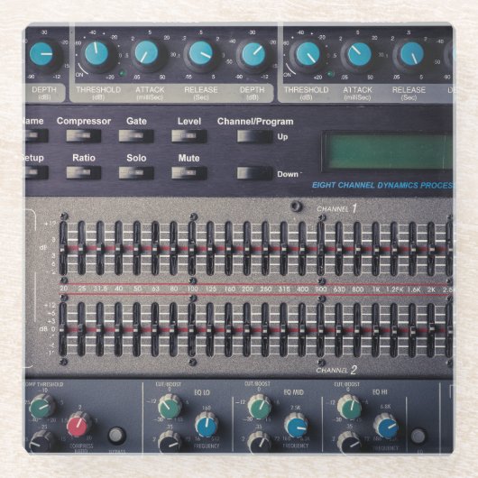 Many Buttons Sound Mixer Studio ガラスコースター (正面)