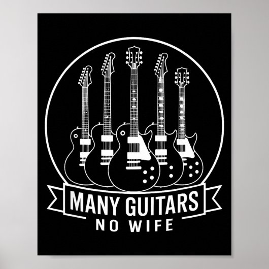 Many Guitars One Wife Funny For Men Women  ポスター (正面)