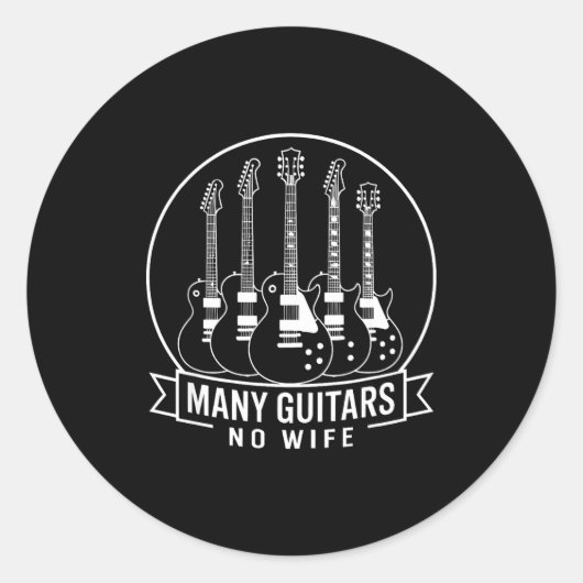 Many Guitars One Wife Funny For Men Women  ラウンドシール (正面)