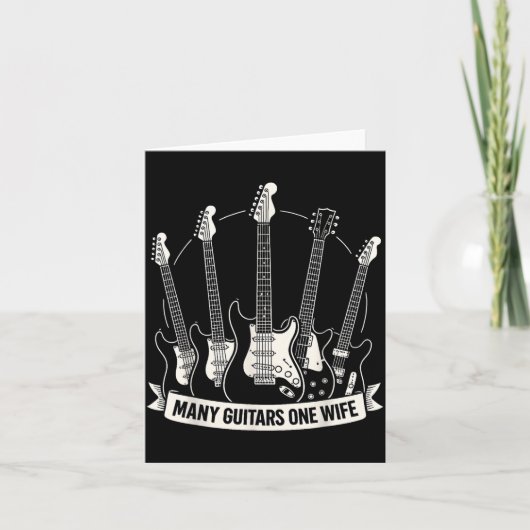 Many Guitars One Wife Funny Musician Guitarist Hum カード (正面)