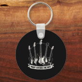 Many Guitars One Wife Funny Musician Guitarist Hum キーホルダー (正面)