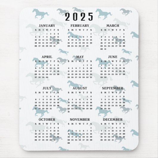 Many Horses Design 2025年カレンダー マウスパッド (正面)