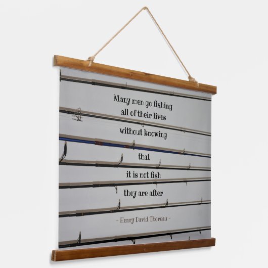 Many Men行く魚釣りロッド 吊り下げ型タペストリー (傾斜あり)