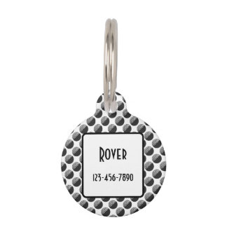 Many Moons Black & White Pattern Custom ペット　ネームタグ