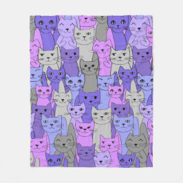 Many Purple Catsデザインフリースブランケット フリースブランケット