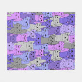 Many Purple Catsデザインフリースブランケット フリースブランケット (正面(横))