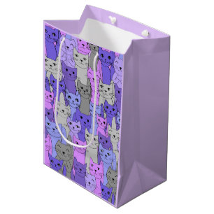 Many Purple Catsデザイン抱き枕 ミディアムペーパーバッグ