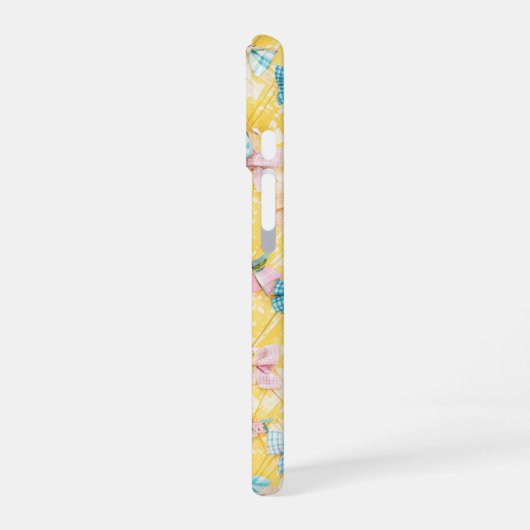 Many Ribbons and Plaid Pattern Phone Case iPhone 16ケース (左側面)