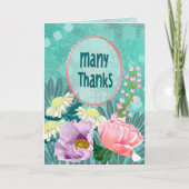 Many Thanks Moody Floral Greeting Card カード (正面)