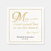 Many Waters聖なる書物、 経典引用文エレガント金ゴールドスクリプト スタンダードカクテルナプキン (正面)