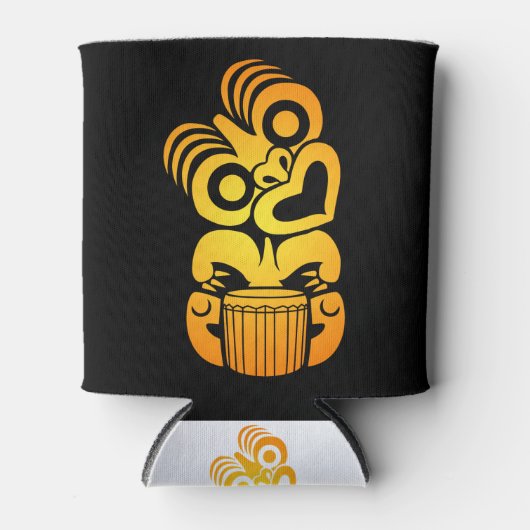 Maori Hei Tikiドラマー音楽トライバルタトゥーギフト 缶クーラー (正面)