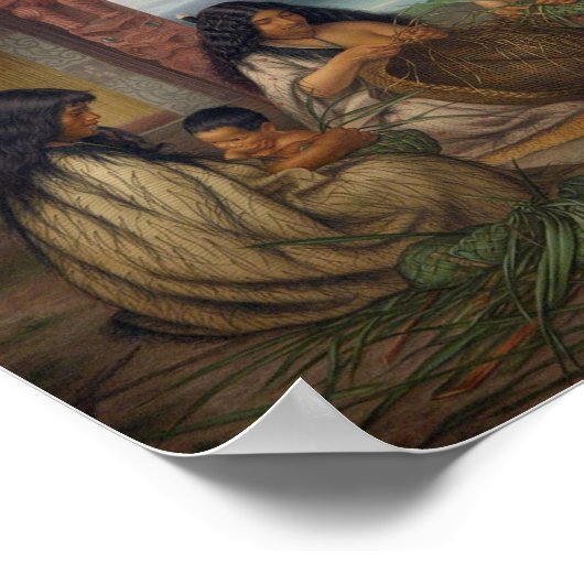 Maoris Plaiting Flax Baskets, by G. Lindauer ポスター (角)