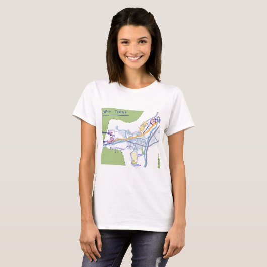 Map illustrate Mt.takao 高尾山 japan Tシャツ (正面フル)