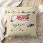Map Love Lives In Massachusetts州形写真 クッション (ブランケット)