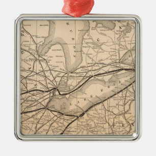 Map New York CentralとHudson River Railloady メタルオーナメント