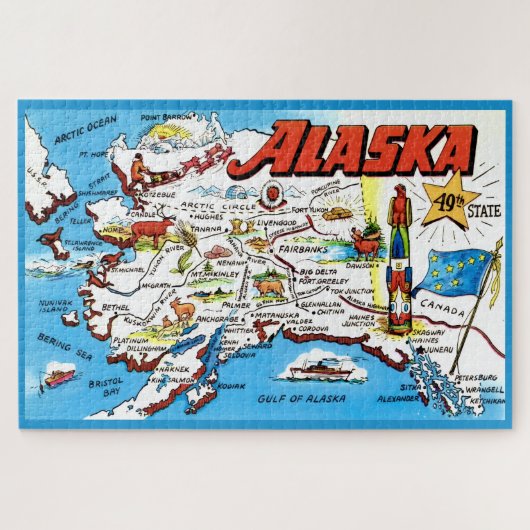 Map of Alaska 20x30 Jigsaw Puzzle ジグソーパズル (横)