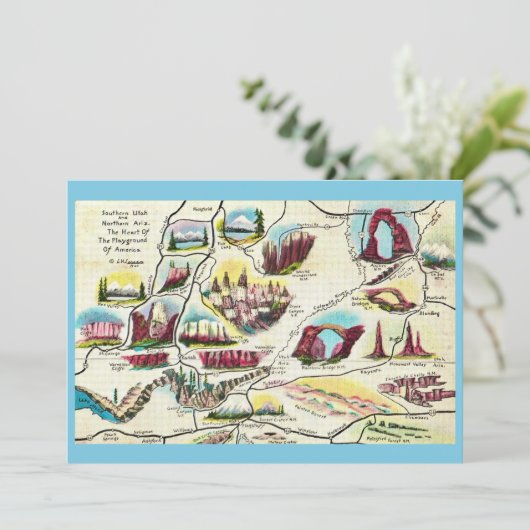 Map of Arizona Utah Landmarks Flat Card (スタンド正面)