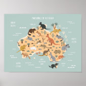 Map of Australian marsupials kids ポスター (正面)