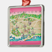  Map of Barcelona Spain メタルオーナメント (左)