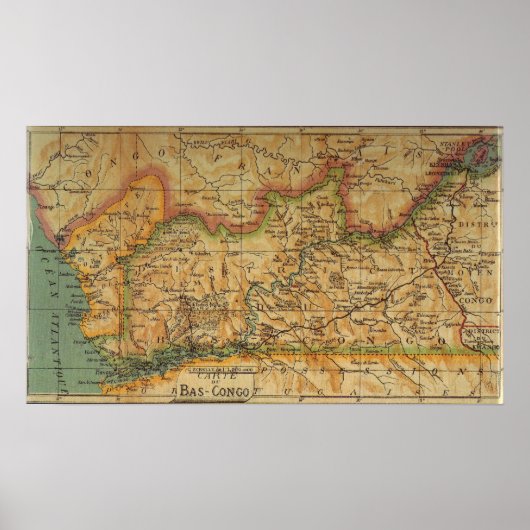 Map of Bas Congo - Belgian Congo 1913 ポスター (正面)