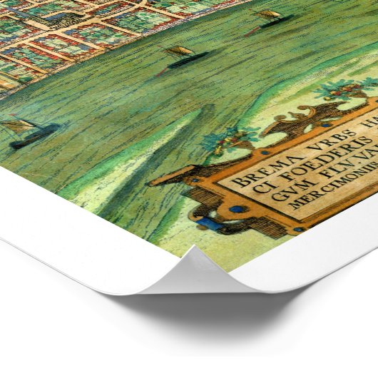 Map of Bremen, from 'Civitates Orbis Terrarum' by ポスター (角)