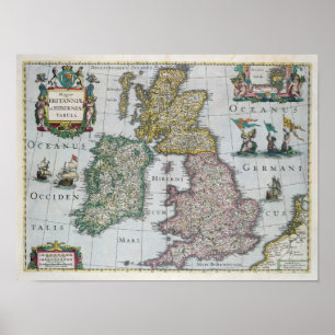 Map of Britain 1631 ポスター