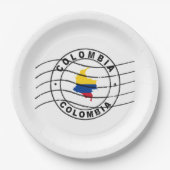 Map of Colombia, Postal Passport Stamp ペーパープレート (正面)
