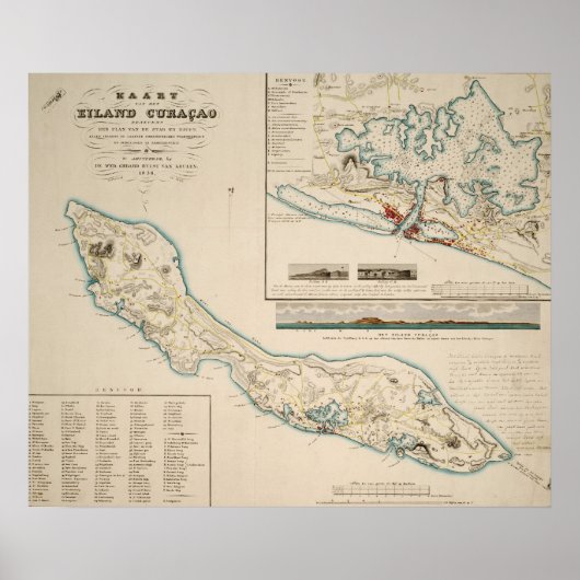 Map of Curaçao 1836 ポスター (正面)