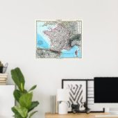 Map of France (1891) ポスター (ホームオフィス)