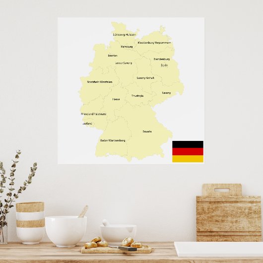 Map Of Germany ポスター (キッチン)