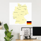 Map Of Germany ポスター (ホームオフィス)