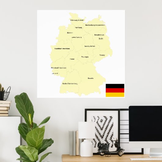 Map Of Germany ポスター (ホームオフィス)