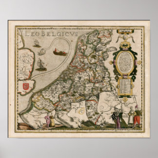 Map of Holland 1617 - Leo Belgicus ポスター