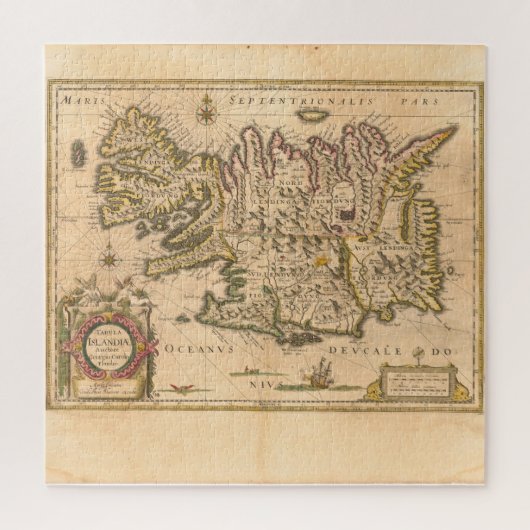 Map of Iceland (Blaeu, 1645) ジグソーパズル (縦)