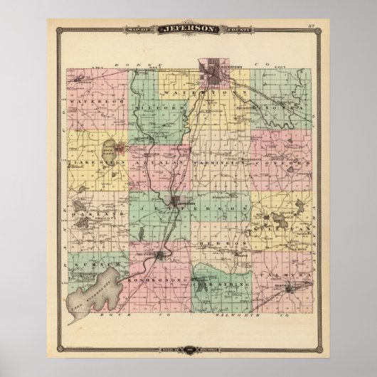 Map of Jefferson County, State of Wisconsin ポスター (正面)