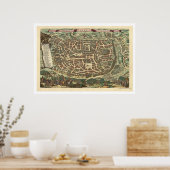 Map of Jerusalem by Nicolaes Visscher 1660 ポスター (キッチン)