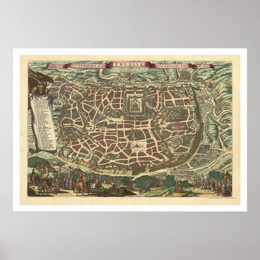Map of Jerusalem by Nicolaes Visscher 1660 ポスター (正面)