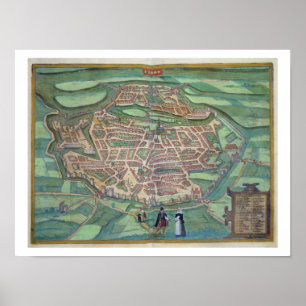 Map of Metz, from 'Civitates Orbis Terrarum' by Ge ポスター
